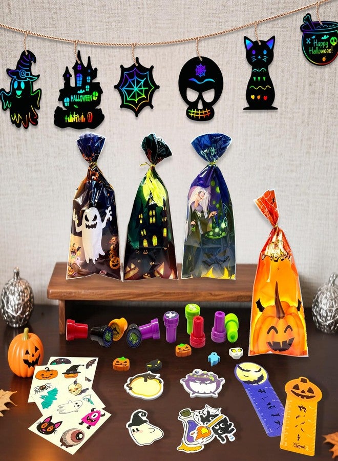 xFFFun 252Pcs Halloween Party Favors for Kids Bulk Stationery Set, 24 Pack Halloween Goodie Bags Stuffers Treat Bag Fillers, Classroom Prizes Non Candy Trick or Treat Toys for School Student Gifts Bags - Image 5